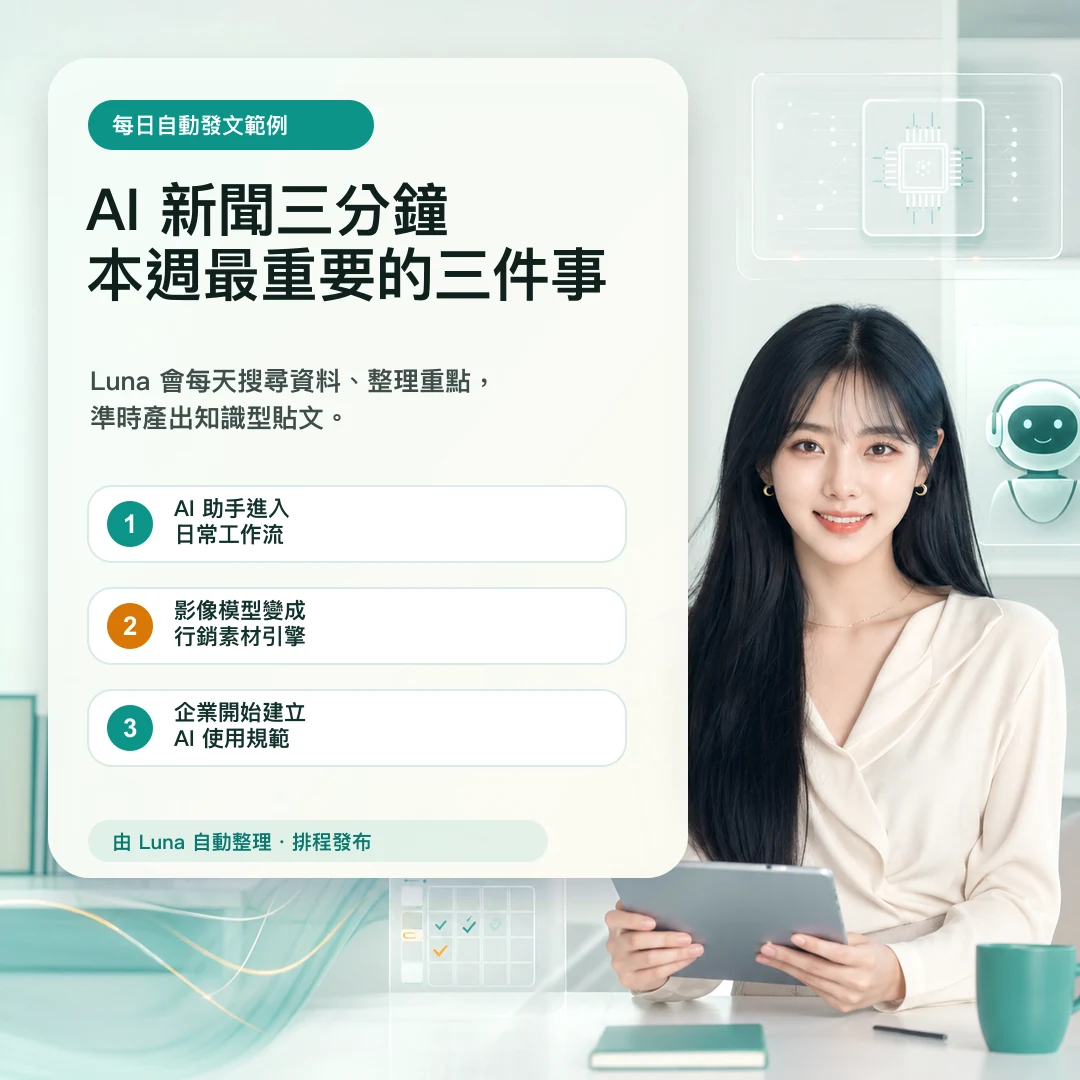 Luna 生成的 AI 新聞三分鐘知識型每日發文範例